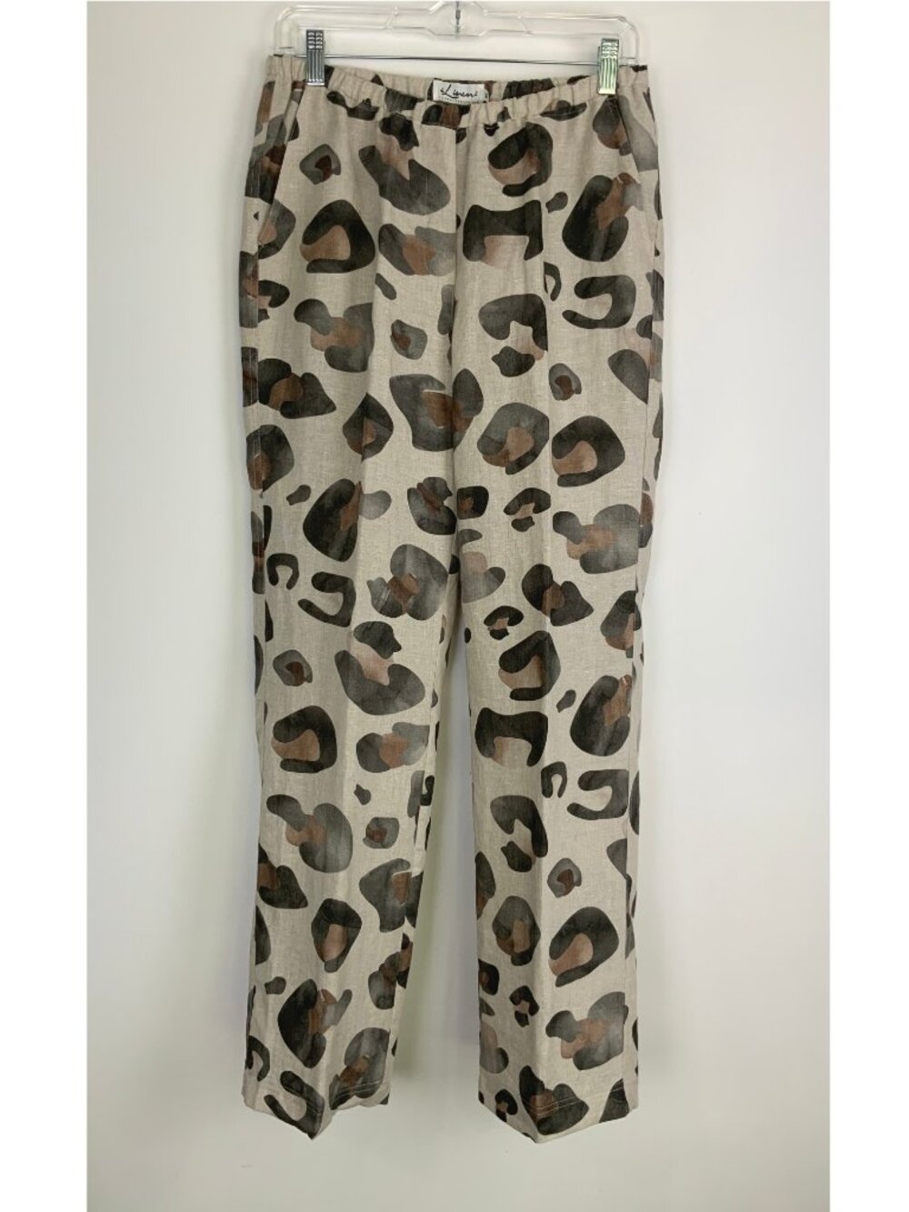 New Watercolor Leopard Print Linen Pants from iLinen Lifestyle Sz M - Picture 3 of 16